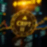 CRPT token symbol on digital display