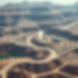 Aerial view of a vast mining site showcasing diverse extraction techniques