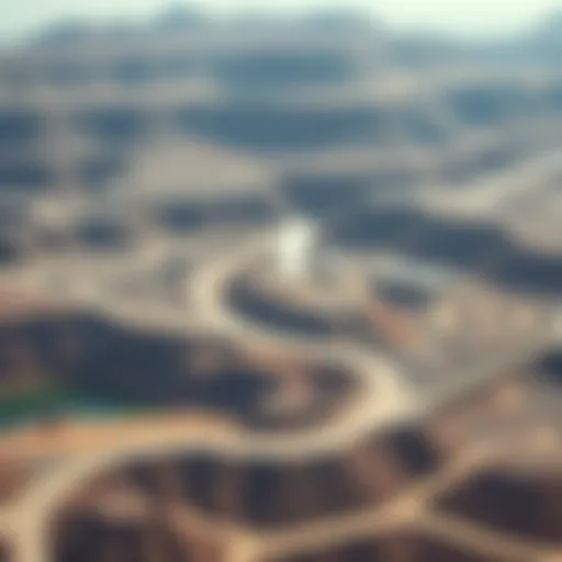 Aerial view of a vast mining site showcasing diverse extraction techniques