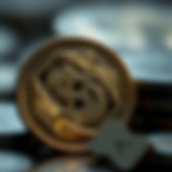 A detailed view of a Casascius coin showcasing intricate design features