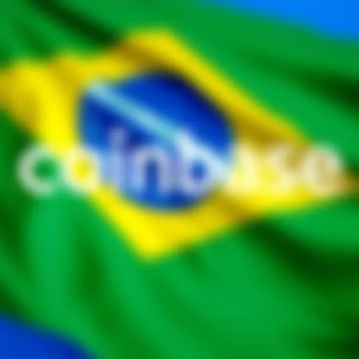 Coinbase's logo with a Brazilian flag backdrop symbolizing its entry into the market