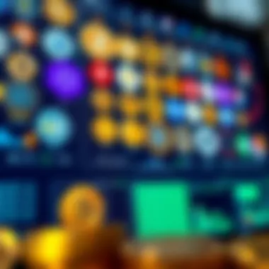 Diverse Cryptocurrencies Available for Mining Variety of cryptocurrencies displayed on a digital screen