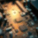 A detailed close-up of an ASIC miner's circuitry
