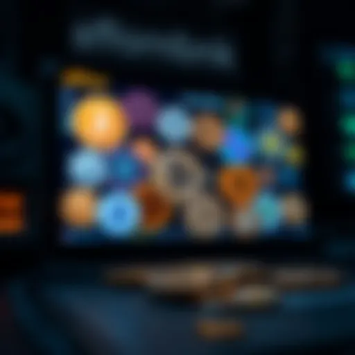 A visual representation of various affordable cryptocurrency tokens on a digital screen