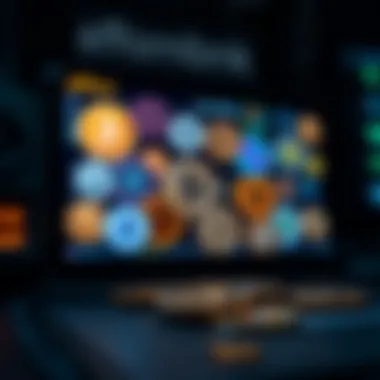 Diverse Affordable Tokens A visual representation of various affordable cryptocurrency tokens on a digital screen