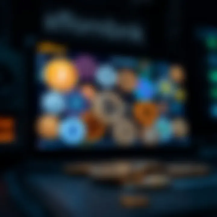 Diverse Affordable Tokens A visual representation of various affordable cryptocurrency tokens on a digital screen