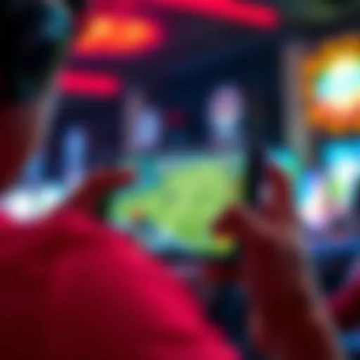 User engaging with mobile gaming app on iPhone