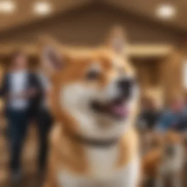 Adoption event showcasing Shiba Inu dogs