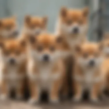 Shiba Inu puppies at a breeder's facility