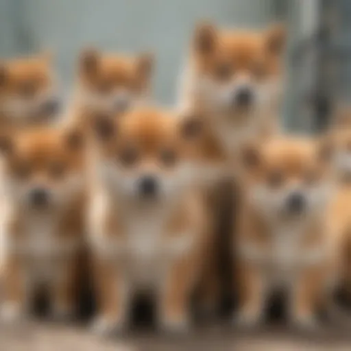 Shiba Inu puppies at a breeder's facility