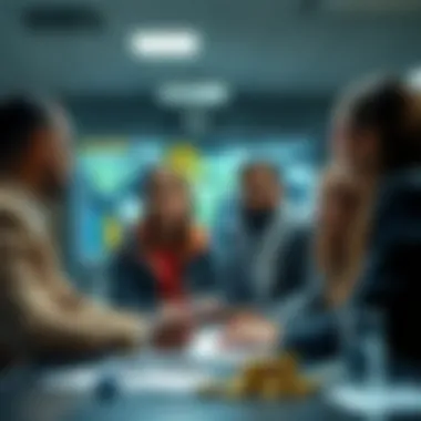 A diverse team discussing investment strategies