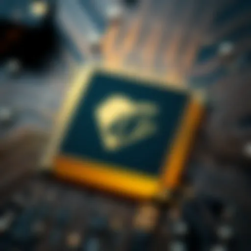 A close-up of a CPU chip with circuit patterns
