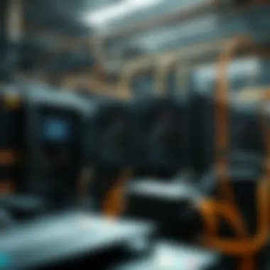 Illustration of a futuristic mining setup with computers