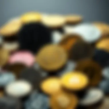 Visual representation of diverse crypto tokens