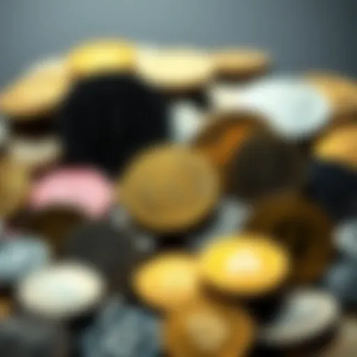 Visual representation of diverse crypto tokens