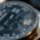 Close-up view of a tungsten coin highlighting its unique surface texture