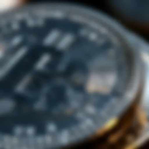 Close-up view of a tungsten coin highlighting its unique surface texture