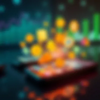 Diverse Virtual Currency Apps on Mobile Platforms Illustration depicting various virtual currency applications on mobile devices