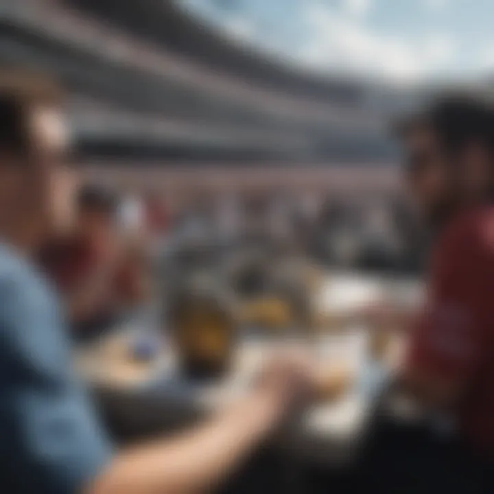 Fans engaging with cryptocurrency-related activities at a NASCAR event