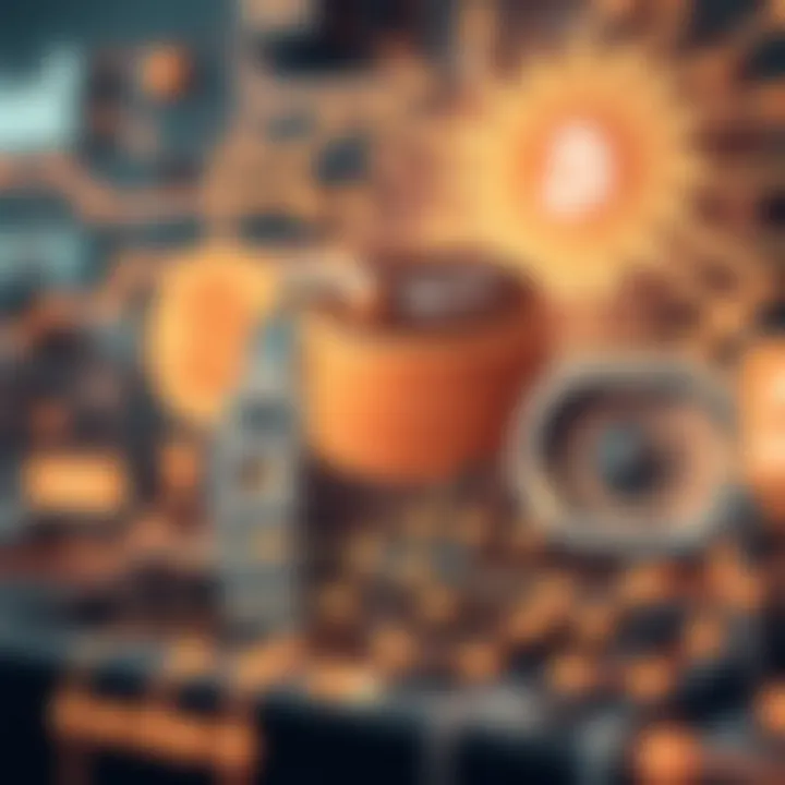 Illustration showing the digital transaction from a wallet to a bank account.