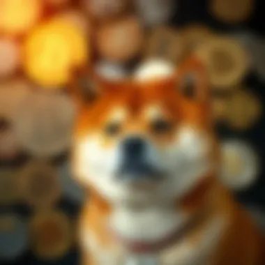 Diverse Digital Currencies Highlighting Shiba Inu Diverse digital currencies with Shiba Inu focus