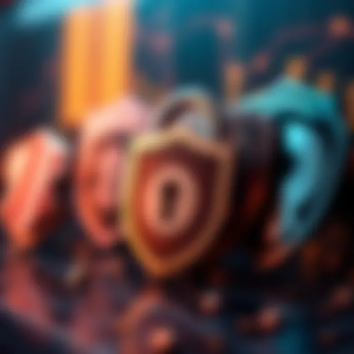 Security features of cryptocurrency wallets depicted through padlocks and shields