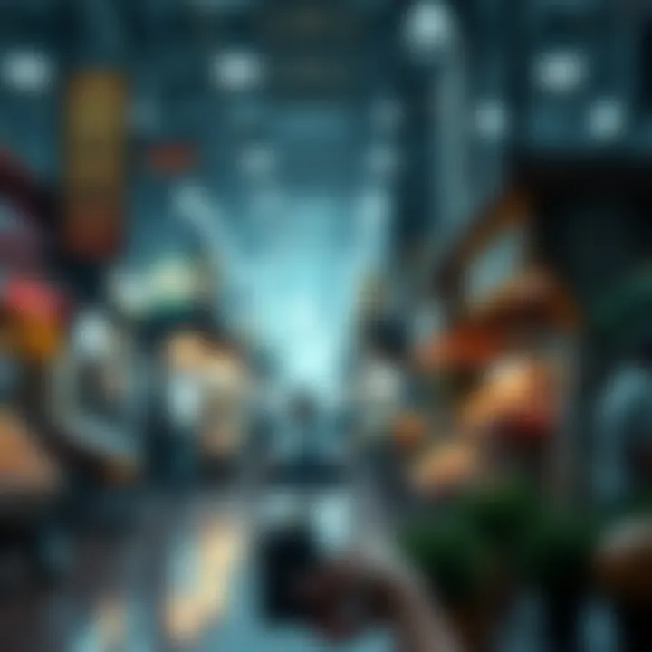 A digital marketplace illustration representing commerce in the Metaverse