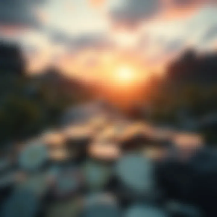 A digital landscape representing cryptocurrency diversity