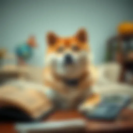 Shiba Inu dog sitting with a financial calculator