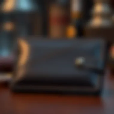 Elegant leather wallet displayed on a table