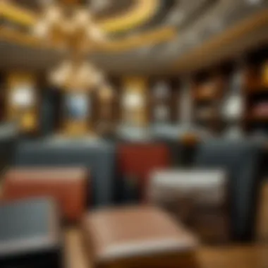 Premium branded wallets showcased in a luxury store