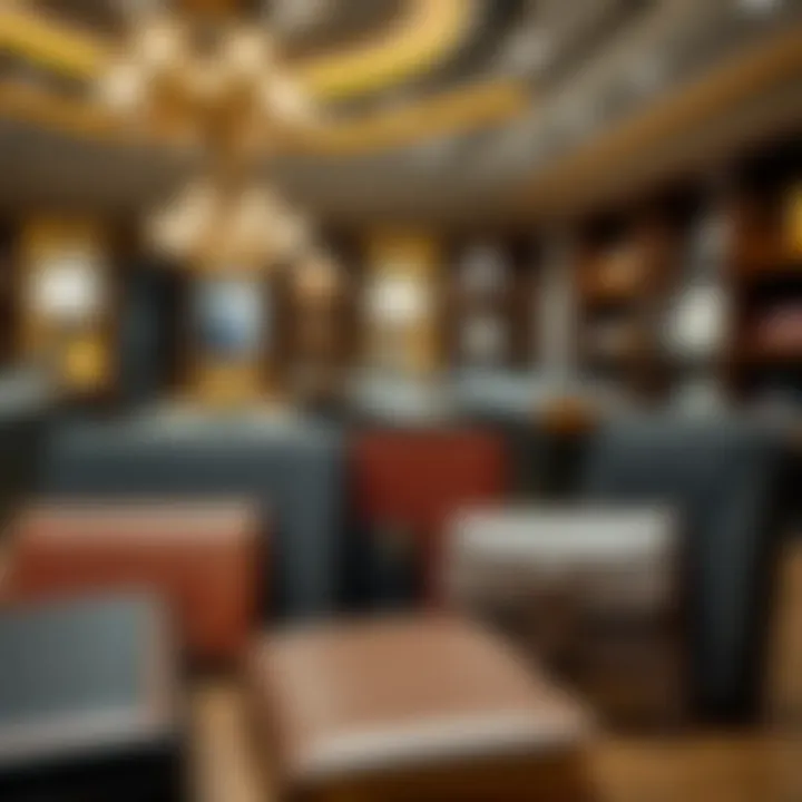 Premium branded wallets showcased in a luxury store