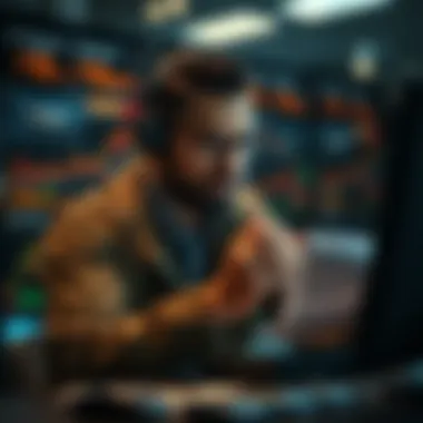 Trader analyzing news headlines