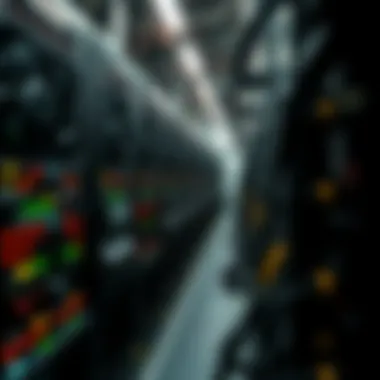 Close-up of advanced mining rigs in operation