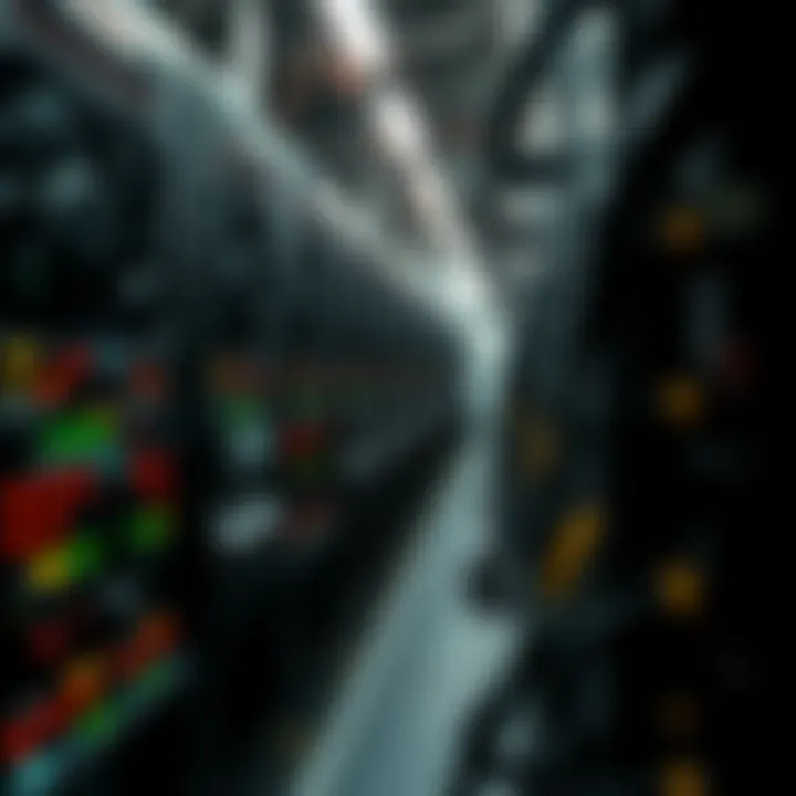 Close-up of advanced mining rigs in operation