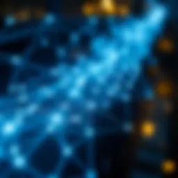 Close-up view of a blockchain network