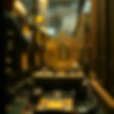 Proof of Work Mechanics Visual representation of proof of work mining with computational elements.