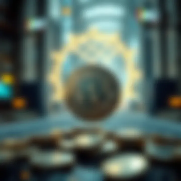 A futuristic depiction of digital currency in a global economy