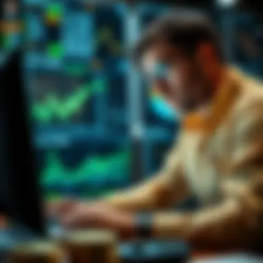 Investor analyzing data trends for stash capital management