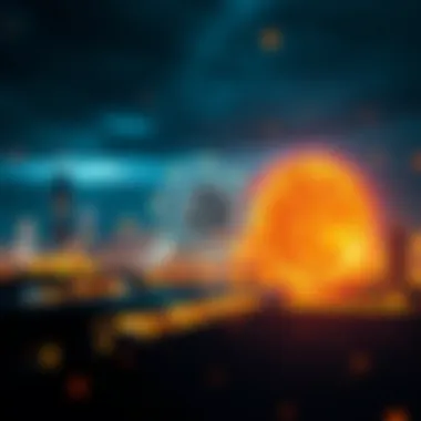 A futuristic concept art of blockchain technology shaping the financial landscape