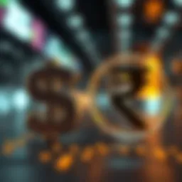 Symbolic representation of dollar and rupee currency exchange