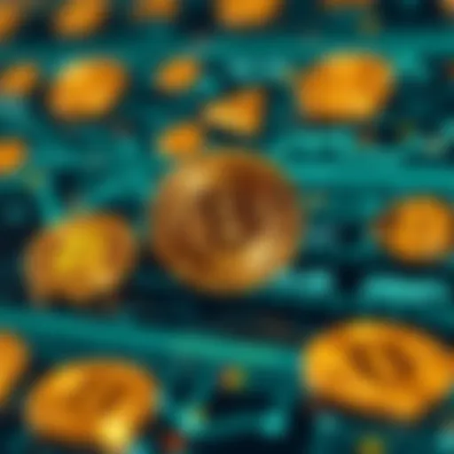 Cryptocurrency symbols on a digital background